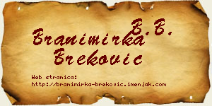 Branimirka Breković vizit kartica